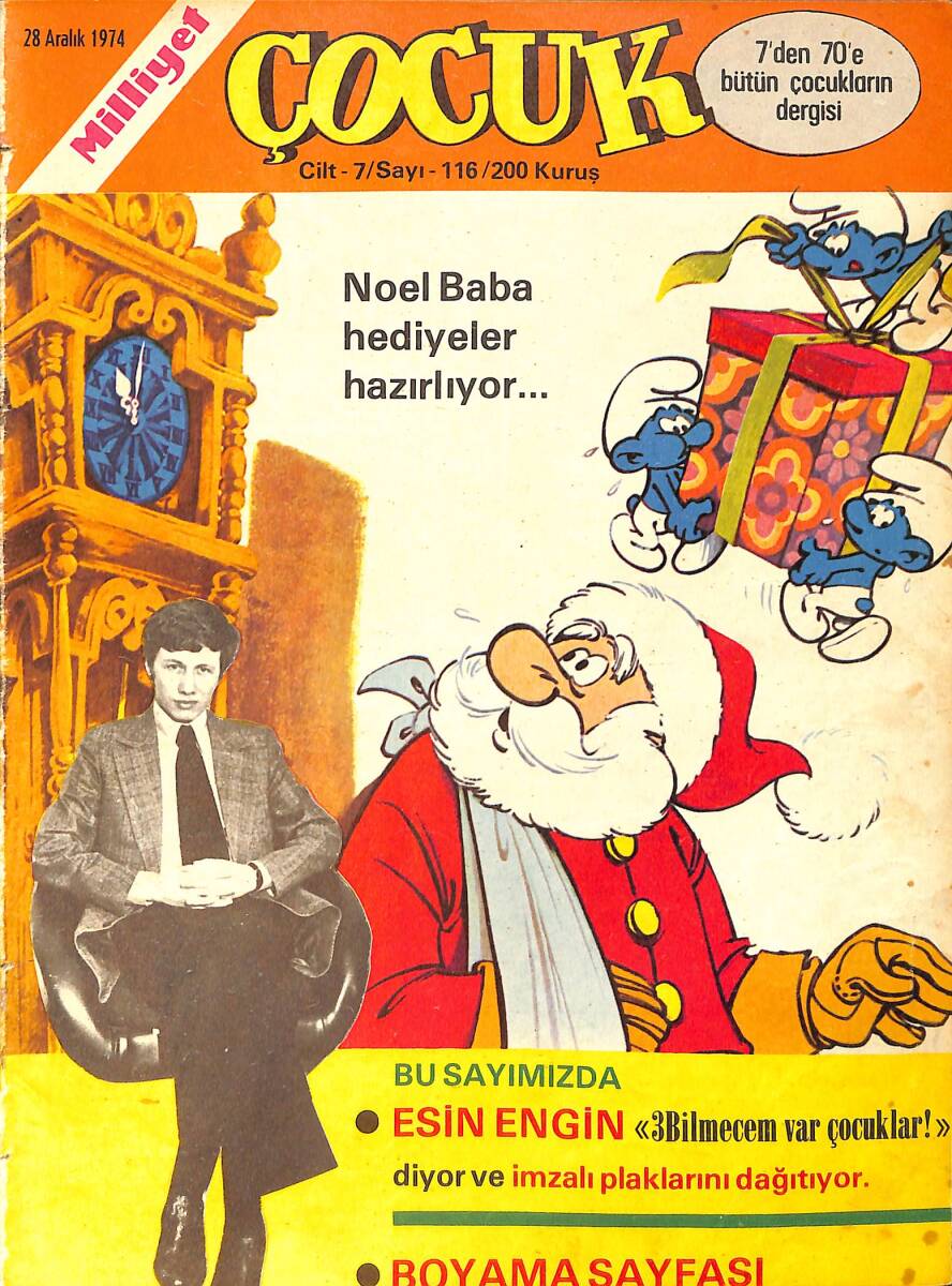Milliyet Çocuk Dergisi 28 Aralık 1974 Sayı: 116 - Red Kit - Kaygısızlar - Örümcek Adam - Tommy Banco - Esin Engin - Pembe Panter NDR97152 - 1