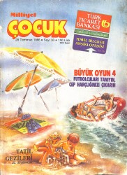Milliyet Çocuk Dergisi 28 Temmuz 1986 Sayı: 30 - Red Kit - Şirin Tuzağı - Afiş Yapıştırma Oyunu - Bilmece Bulmaca - Kaptan Cousteau - Korkusuz Sürücü NDR96256 - Gökçekoleksiyon
