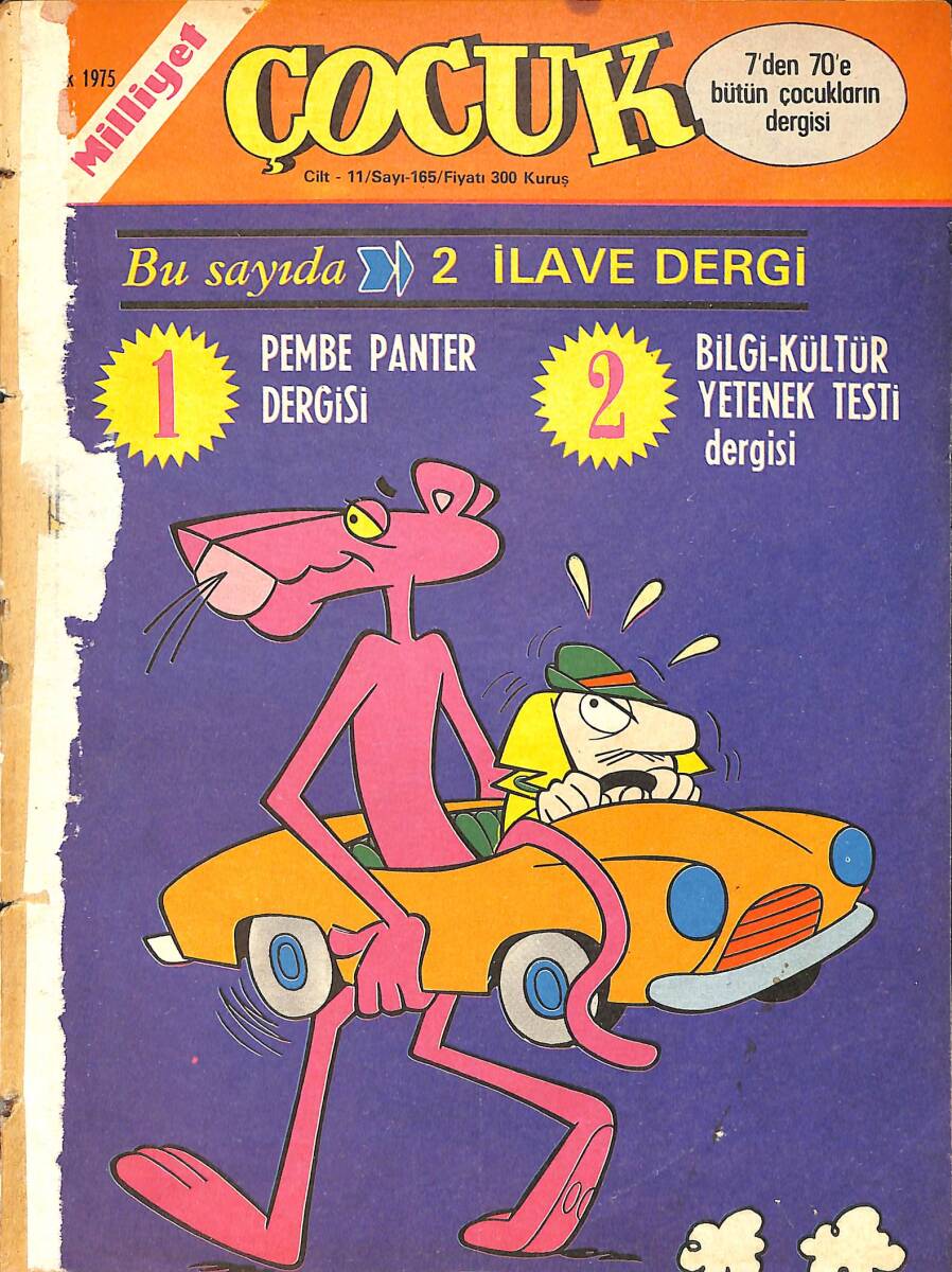 Milliyet Çocuk Dergisi 3 Aralık 1975 Sayı: 165 - Red Kit - Kaygısızlar - Temel Reis - Aristokratlar - Tatlı Cadı - Ten Ten NDR97167 - 1