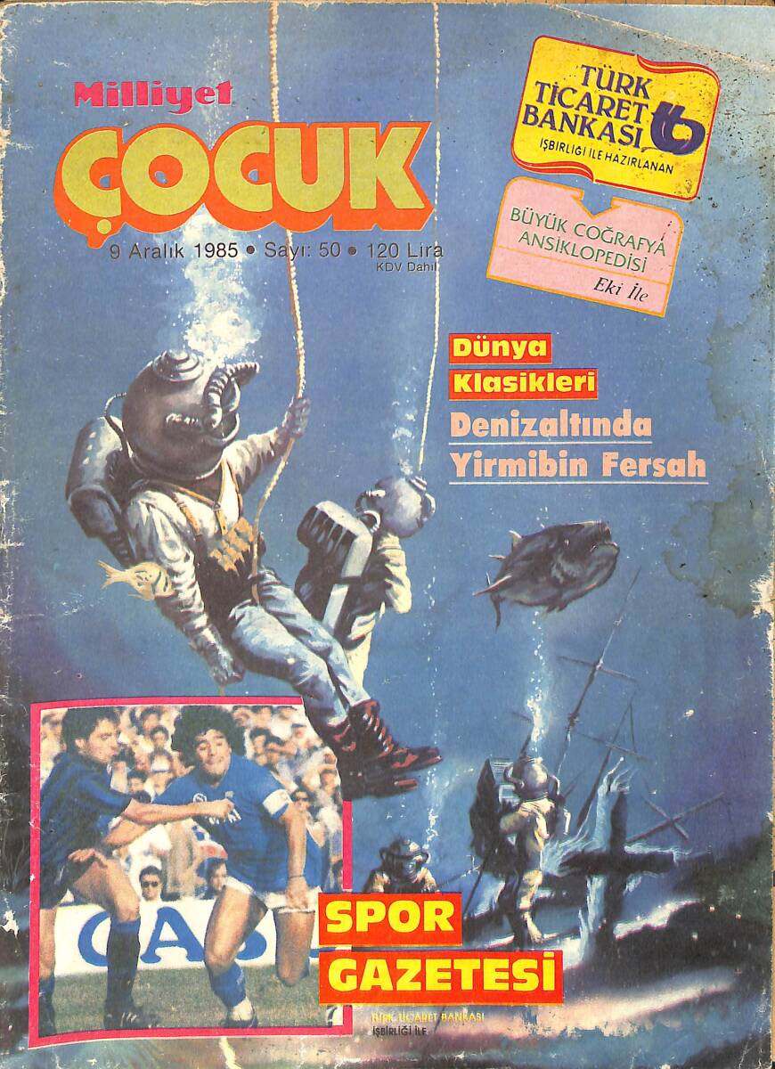 Milliyet Çocuk Dergisi 3 Aralık 1985 Sayı: 50 - Red Kit - Kaptan Cousteau - Spor Gazetesi NDR97111 - 1