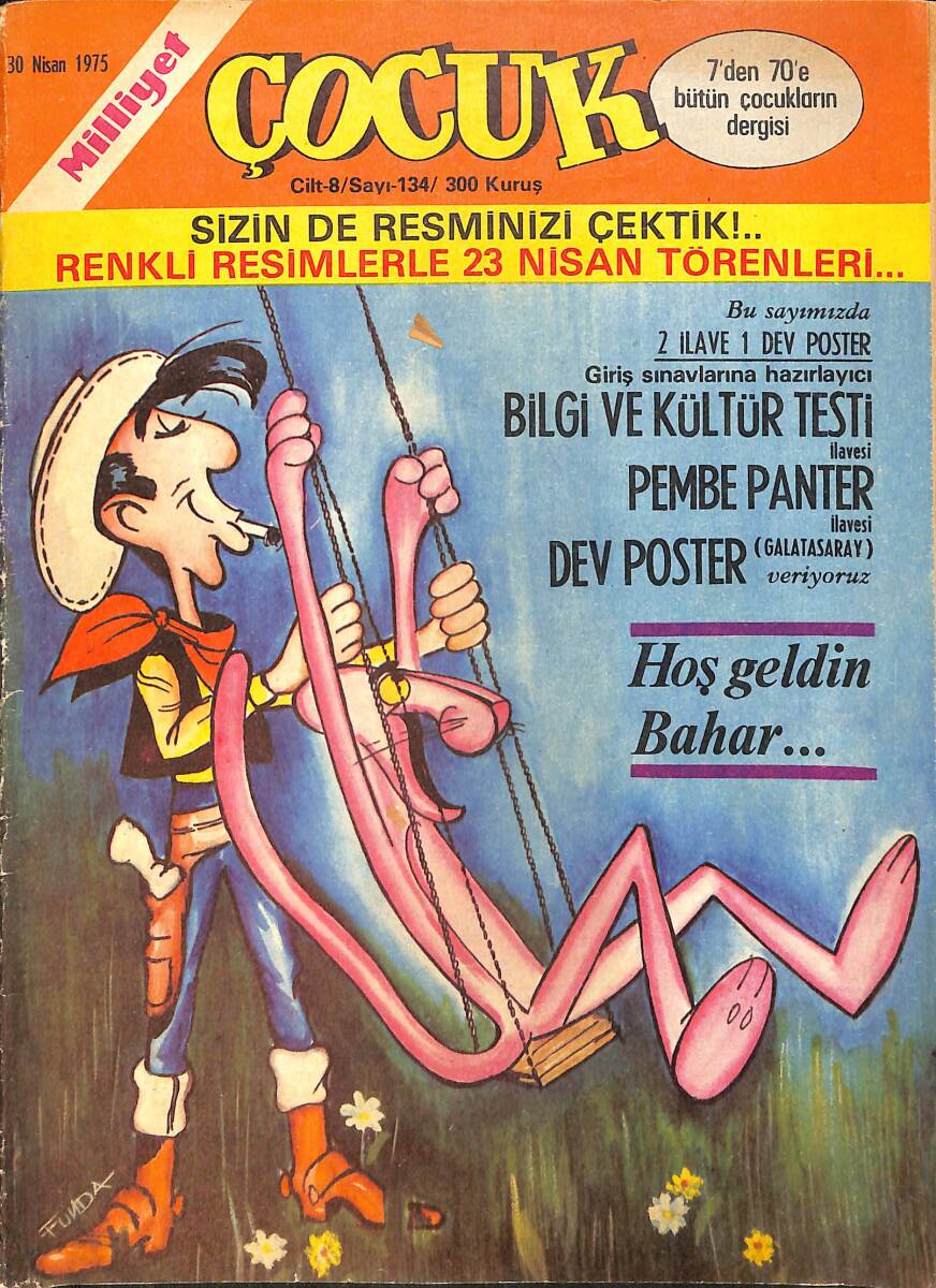 Milliyet Çocuk Dergisi 30 Nisan 1975 Sayı:134 - Kapak: Red Kit-Pembe Panter, Zehir Hafiye, Örümcek Adam NDR97282 - 1