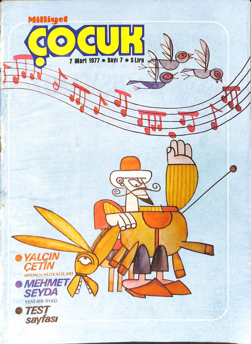 Milliyet Çocuk Dergisi 7 Mart 1977 Sayı: 7 - Uzay Çocukları - Mehmet Seyda - Red Kit - Ahmet Özhan - Müjdat Gezen - Pembe Panter NDR97060 - 1
