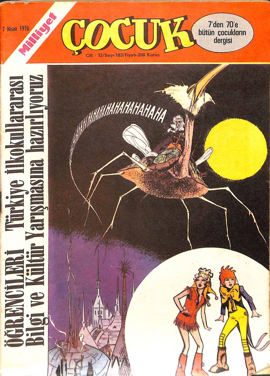 Milliyet Çocuk Dergisi 7 Nisan 1976 Sayı: 183 - Sevimli Hayalet - Pembe Panter - Ufaklık - Örümcek Adam - Ten Ten NDR96042 - 1