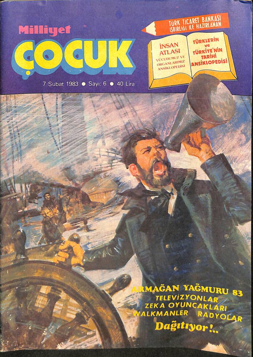 Milliyet Çocuk Dergisi 7 Şubat 1983 Sayı:6 - Gaddar Davut, Demir Yumruklu Adam, Hitchock,Baytekin, Red Kit, Tenten İstanbul'da NDR97277 - 1
