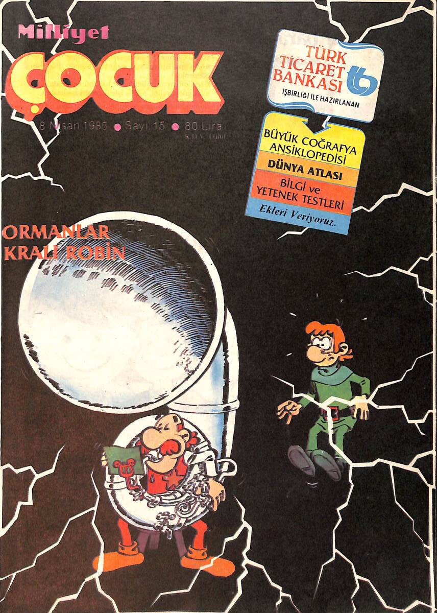 Milliyet Çocuk Dergisi 8 Nisan 1985 Sayı: 15 - Red Kit - Şirinler - Altı Kafadar - Şimşek Santrafor NDR96034 - 1