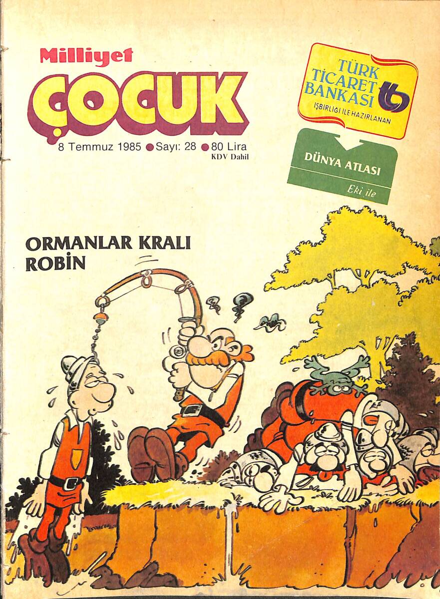 Milliyet Çocuk Dergisi 8 Temmuz 1985 Sayı 28 - Şirinler Hırsıza Karşı - Dalton Kardeşler - Red Kit Kara Tepeler NDR96550 - 1