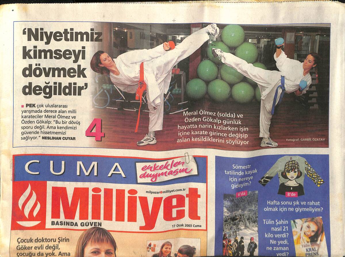 Milliyet Cuma Gazetesi 17 Ocak 2003 - Ahu Tuğbay Güzelliğini Badem Sütüne Borçlu - Her Pazartesi Sezen Aksu GZ157372 - 1