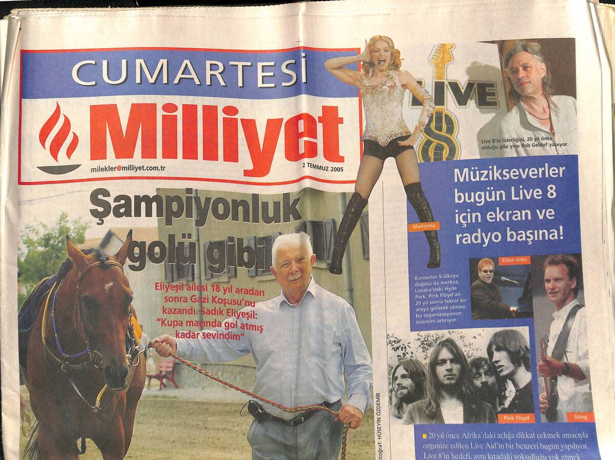 Milliyet Cumartesi Gazetesi 2 Temmuz 2005 - Kozmetik Kazanı Kaynıyor - Eliyeşil Ailesi 18 Yıl Aradan Sonra Gazi Koşusunu Kazandı GZ157388 - 1