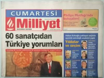 Milliyet Cumartesi Gazetesi 26 Ekim 2002 -60 Sanatçıdan Türkiye Yorumları -GZ37296 - 1