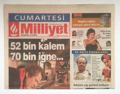 Milliyet Cumartesi Gazetesi 5 Nisan 2003 - Mustafa Altıoklar Alışverişle Aram Pek İyi Değildir GZ8791 - 1