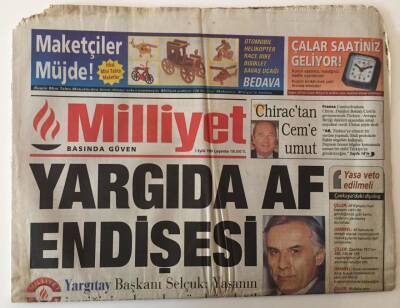 Milliyet Gazetesi 1 Eylül 1999 - Yargıda Af Endişesi GZ28543 - 1