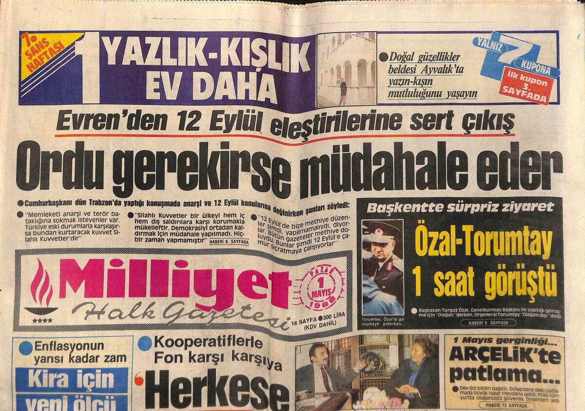 Milliyet Gazetesi 1 Mayıs 1988 - Türkan Şoray Evlenmem Diyor - Lükse Vergi Baskını GZ149150 - 1