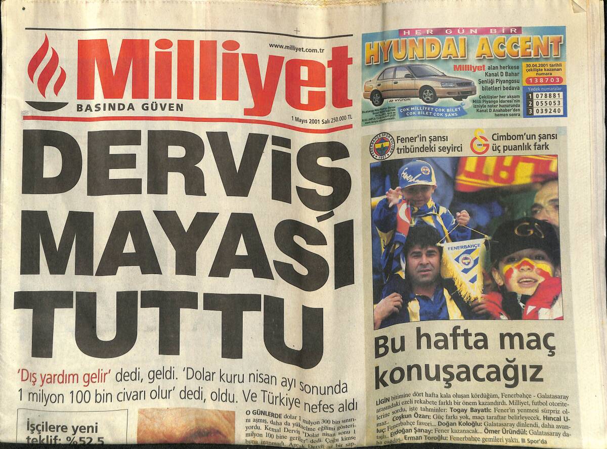 Milliyet Gazetesi 1 Mayıs 2001 - Cüneyt Arkın: Ajda İçin Atla Köşke Daldım - Tatlıses Sermayeyi Loto'ya Yükledi GZ157460 - 1