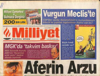Milliyet Gazetesi 1 Şubat 2003 - İlhan Mansız , Fenerbahçe İle Yapacakları Maçtan Önce Sürpriz Bir Karar Aldı GZ93659 - 1