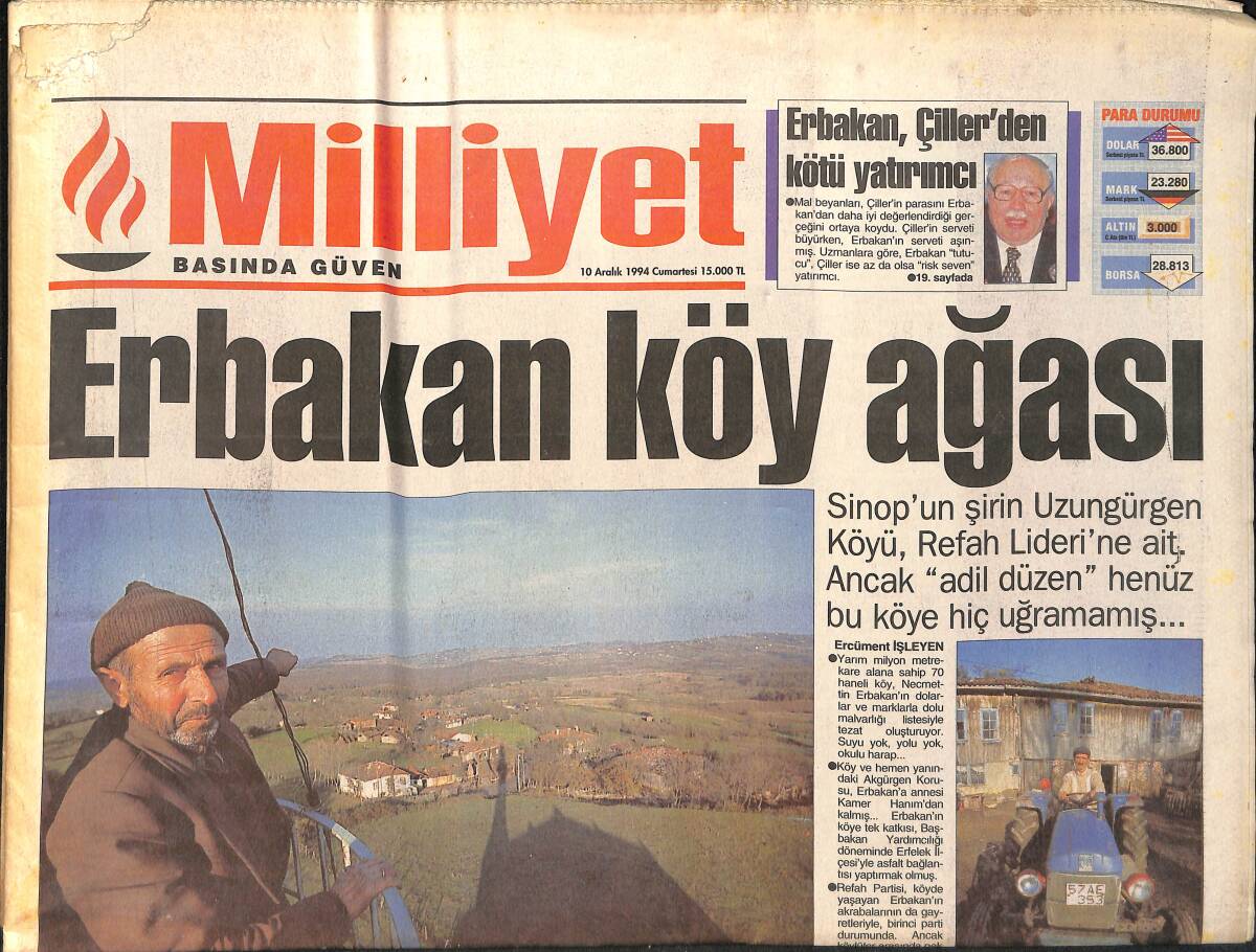 Milliyet Gazetesi 10 Aralık 1994 - Erbakan Köy Ağası - Kadın Vücutçular GZ2394 - 1
