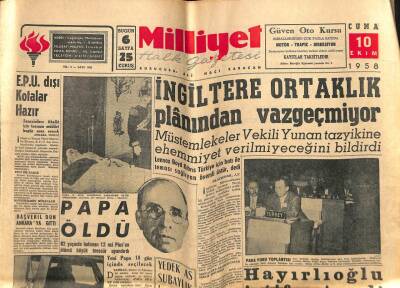 Milliyet Gazetesi 10 Ekim 1958 - İngiltere Ortaklık Planından Vazgeçmiyor GZ59597 - 1