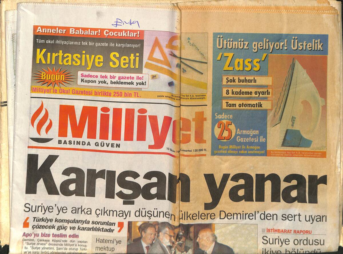 Milliyet Gazetesi 10 Ekim 1998 - Erbakan İfade Verdi - Demet Yasağı Deldi GZ3305 - 1