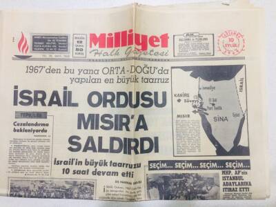 Milliyet Gazetesi 10 Eylül 1969 - İsrail Ordusu Mısıra Saldırdı GZ53698 - 1