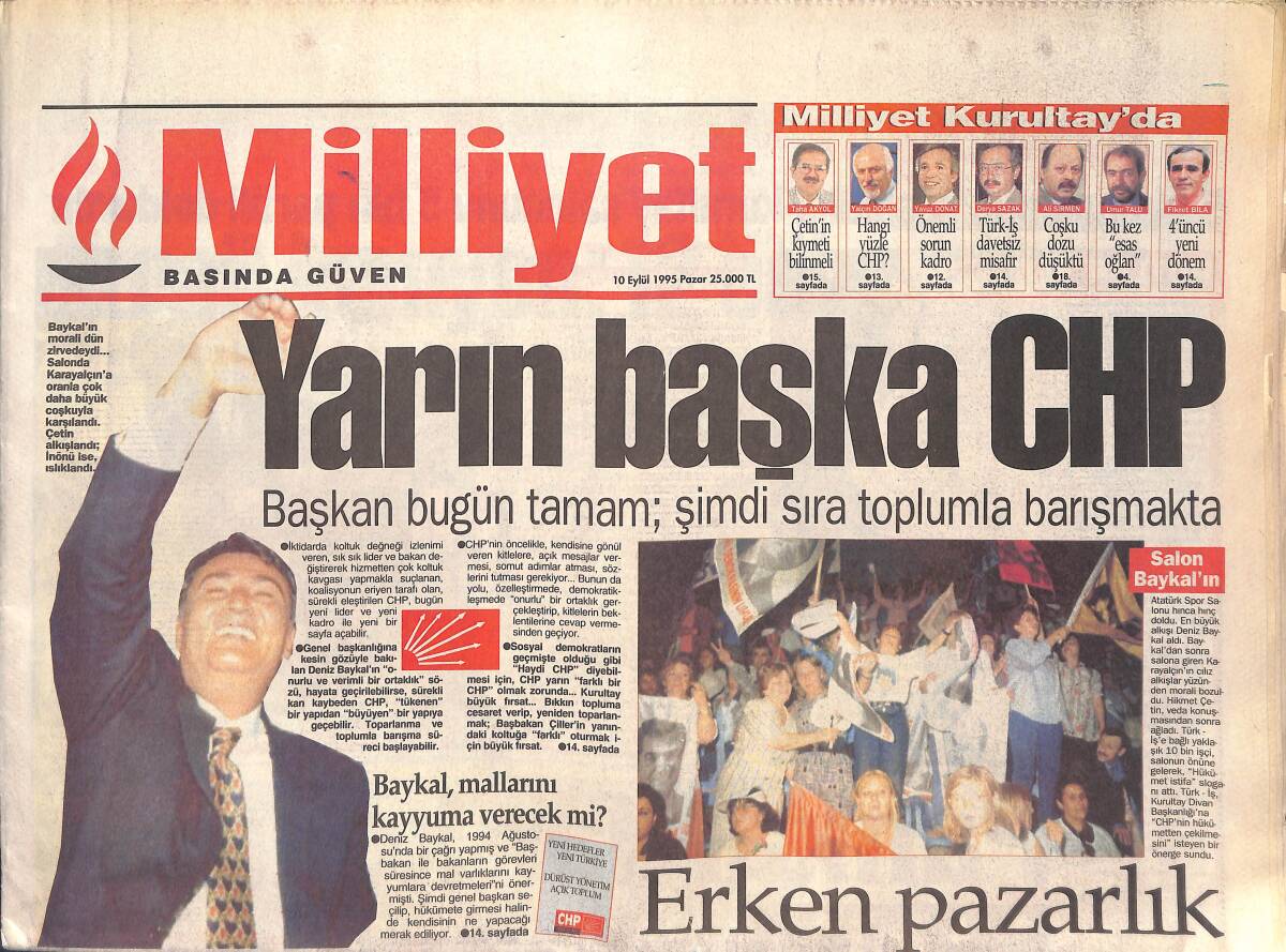 Milliyet Gazetesi 10 Eylül 1995 - Fransa'da 4500 Asker Sokakta - Baykal , Mallarını Kayyuma Verecek Mi ? GZ132793 - 1