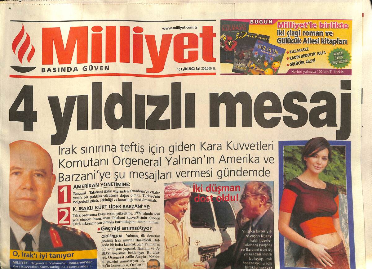 Milliyet Gazetesi 10 Eylül 2002 - Hande Ataizi Tepeden Tırnağa Değişme Kararı Aldı - Tayyip Erdoğan'ı Kurtaran Asker GZ157464 - 1
