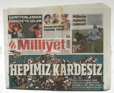 Milliyet Gazetesi 10 Eylül 2015 - Hepimiz Kardeşiz GZ5701 - 2