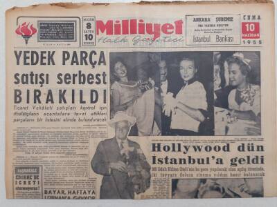 Milliyet Gazetesi - 10 Haziran 1955 - Hollywood İstanbula Geldi GZ112096 - 1