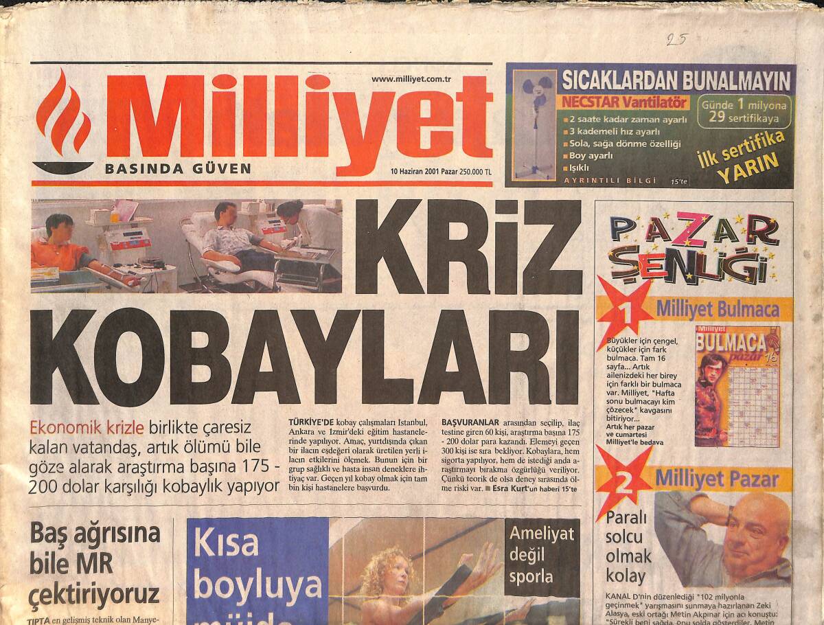 Milliyet Gazetesi 10 Haziran 2001 - Tarkan İçin Dört Gözaltı - Leyla, Babası Gibi Deviriyor GZ2073 - 1