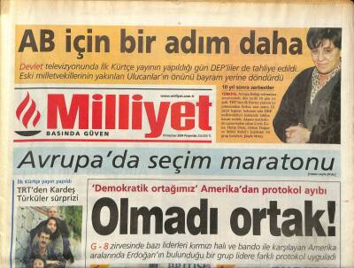 Milliyet Gazetesi 10 Haziran 2004 - DEPliler Dün Tahliye Edildi,Türkiyeye Eş Başkanlık Önerildi GZ97287 - 1