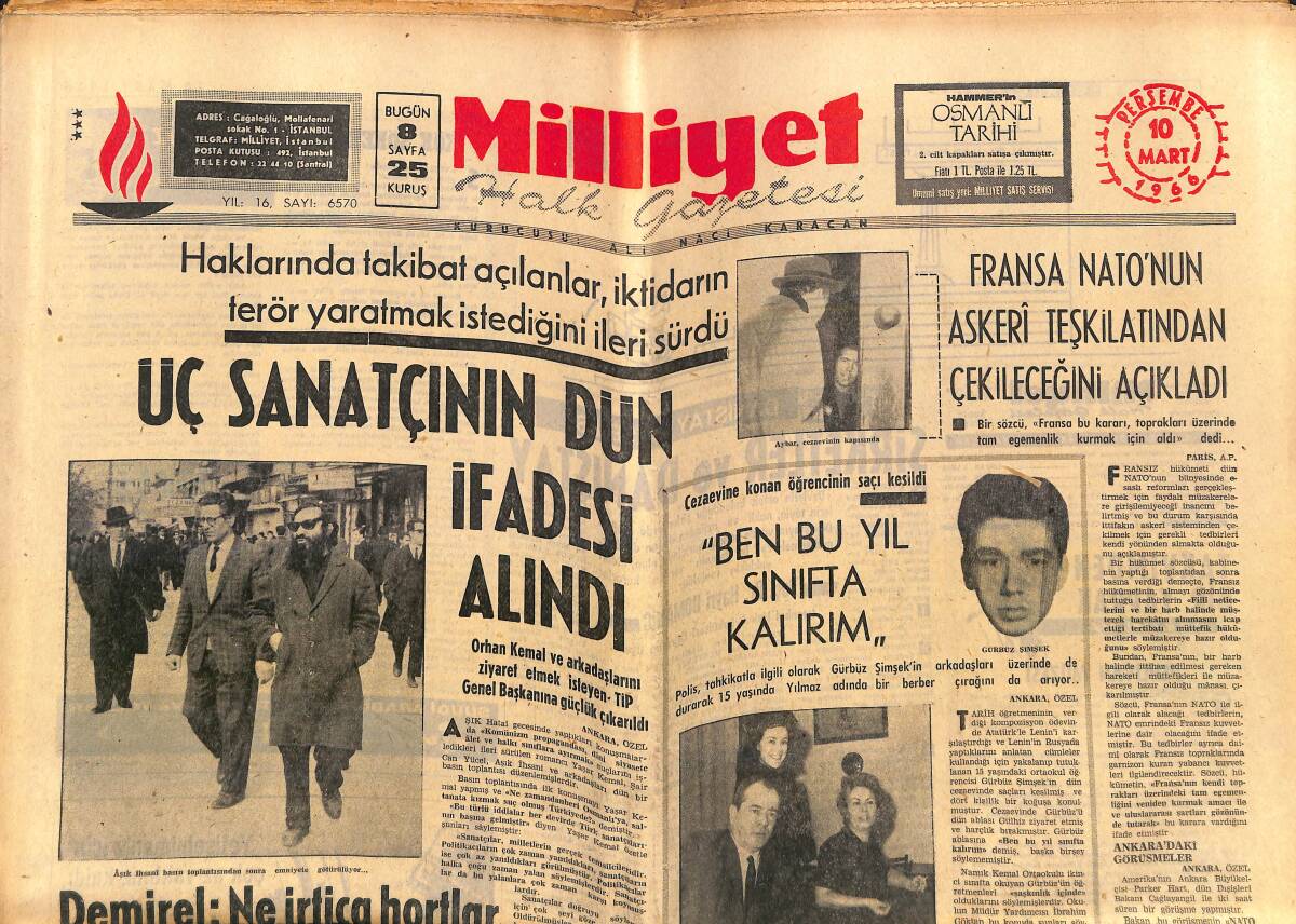 Milliyet Gazetesi 10 Mart 1966 - Fransa, NATO'nun Askeri Teşkilatından Çekileceğini Açıkladı - Prenses Beatrix Bugün Evleniyor GZ140282 - 1
