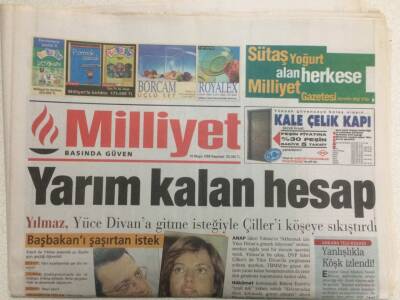 Milliyet Gazetesi 10 Mayıs 1999 - Mesut Yılmaz-Tansu Çiller,Yarım Kalan Hesap GZ35844 - 1