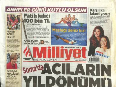 Milliyet Gazetesi 10 Mayıs 2015 - Somada Acıların Yıldönümü GZ107353 - 1
