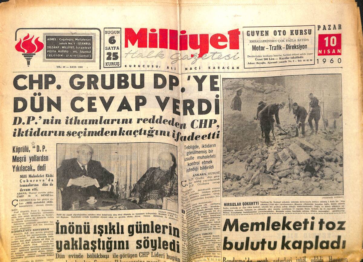 Milliyet Gazetesi 10 Nisan 1960 - G. Afrika Başvekili Suikaste Uğradı - İnönü, Işıklı Günlerin Yaklaştığını Söyledi! GZ140324 - 1