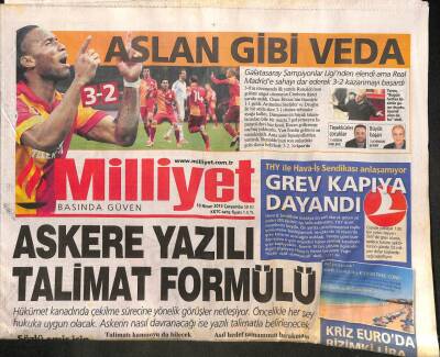 Milliyet Gazetesi 10 Nisan 2013 - THY İle Hava-İş Sendikası Anlaşamıyor - Askere Yazılı Talimat Formülü GZ100410 - 2
