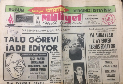 Milliyet Gazetesi 10 Ocak 1974 - Talu Görevi İade Ediyor - GZ12646 - 2
