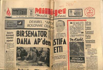 Milliyet Gazetesi 10 Şubat 1970 - Bir Senatör Daha APden İstifa Etti GZ58844 - 1