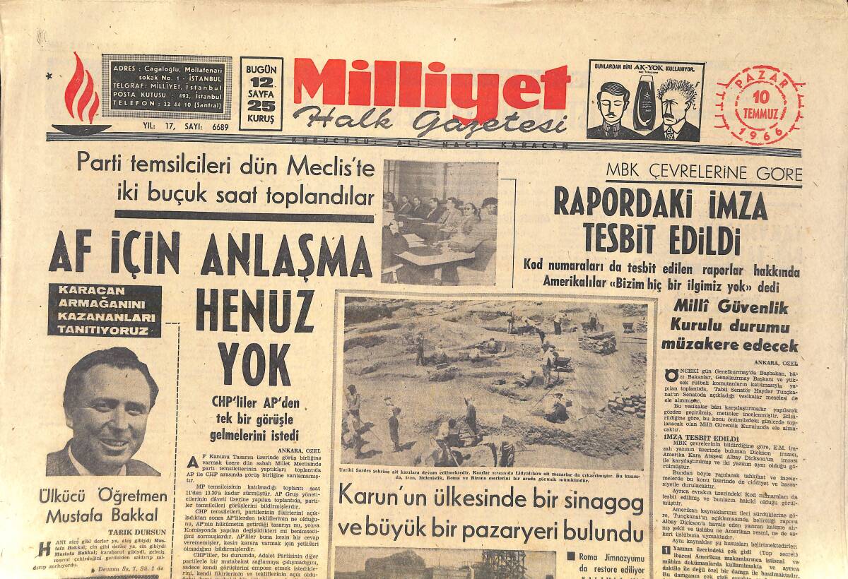 Milliyet Gazetesi 10 Temmuz 1966 - Ayfer Feray'dan İlk Mektup Geldi - Af İçin Anlaşma Henüz Yok GZ156896 - 1