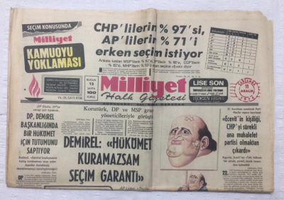 Milliyet Gazetesi 11 Aralık 1974 - DemirelHükümet Kuramazsam Seçim Garanti - GZ17401 - 2