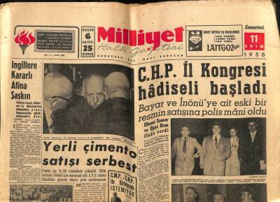 Milliyet Gazetesi 11 Ekim 1958 - Yerli Çimento Satışı Serbest,Pakistan Savunma Vekili Tevkif Edildi GZ59596 - 1