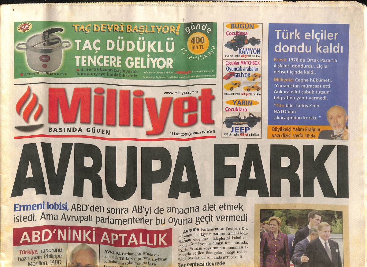 Milliyet Gazetesi 11 Ekim 2000 - Fatoş Güney : Türkan Şoray Yılmaz'ın Tipi Değildi - Deniz Seki Ölümden Döndü GZ157341 - 1