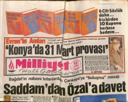 Milliyet Gazetesi 11 Kasım 1990 - Konya'da 31 Mart Provası - Saddam'dan Özal'a Davet - Türkan Şoray Yalnız Ve Cesur GZ149515 - 1