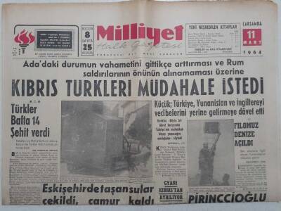 Milliyet Gazetesi - 11 Mart 1964 - Kıbrıs Türkleri Müdahale İstedi GZ112233 - 1