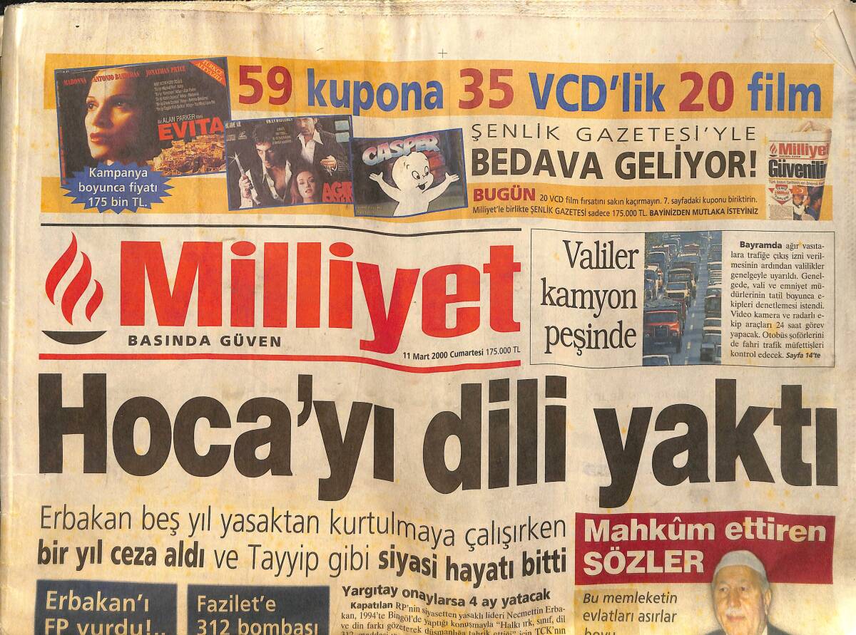 Milliyet Gazetesi 11 Mart 2000 - Cimbom Büyük Oynuyor - Bülent'in Dönüşü GZ157369 - 1
