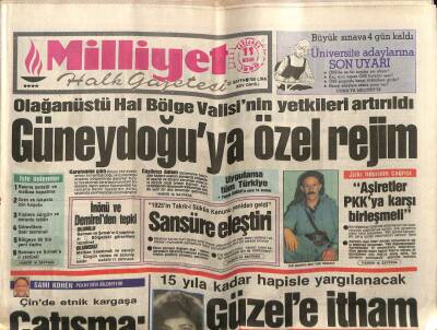 Milliyet Gazetesi 11 Nisan 1990 - Güneydoğuya Özel Rejim GZ61654 - 2