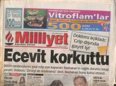 Milliyet Gazetesi 11 Nisan 2000 - Batı Trakya Simitis dedi - Başbakan Ecevit Korkuttu GZ118127 - 1