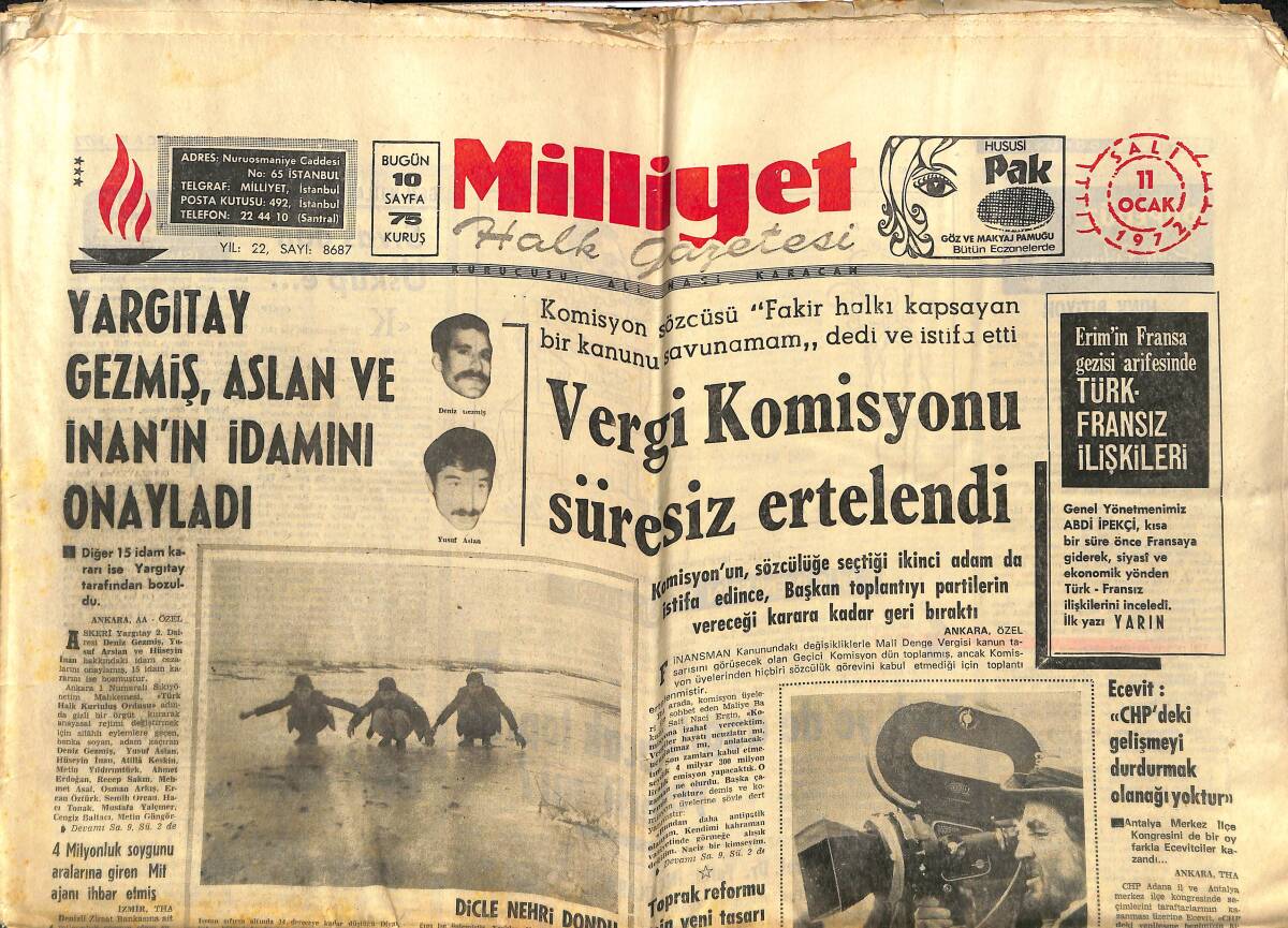 Milliyet Gazetesi 11 Ocak 1972 - Galatasaray'ın İmparatorlukta İmzası Var - Şeyh Mucibur Rahman Şarkı Ve Öpücüklerle Karşılandı GZ140209 - 1