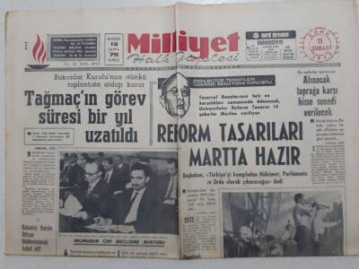 Milliyet Gazetesi - 11 Şubat 1972 - Memduh Tağmaçın Görevi Bir Yıl Uzatıldı GZ112264 - 1