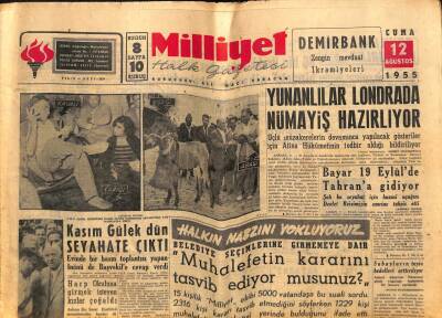 Milliyet Gazetesi 12 Ağustos 1955 - Kasım Gülek Dün Seyahate Çıktı GZ59652 - 1