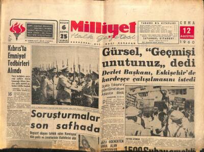 Milliyet Gazetesi - 12 Ağustos 1960 - Kıbrısta Emniyet Tedbirleri Alındı GZ110932 - 1