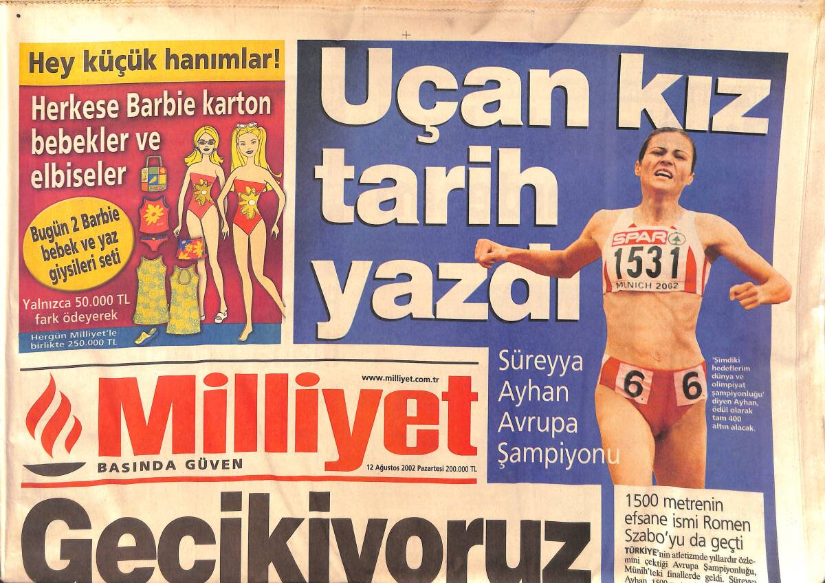 Milliyet Gazetesi 12 Ağustos 2002 - Türk Ordusu , İsrail'den 54 Tane HARPY Uçağı Aldı - Cimbom Lige Samsun Farkıyla Başladı GZ157236 - 1