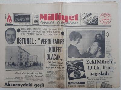Milliyet Gazetesi - 12 Aralık 1968 - Zeki Müren 10 Bin Lira Bağışladı GZ112124 - 1